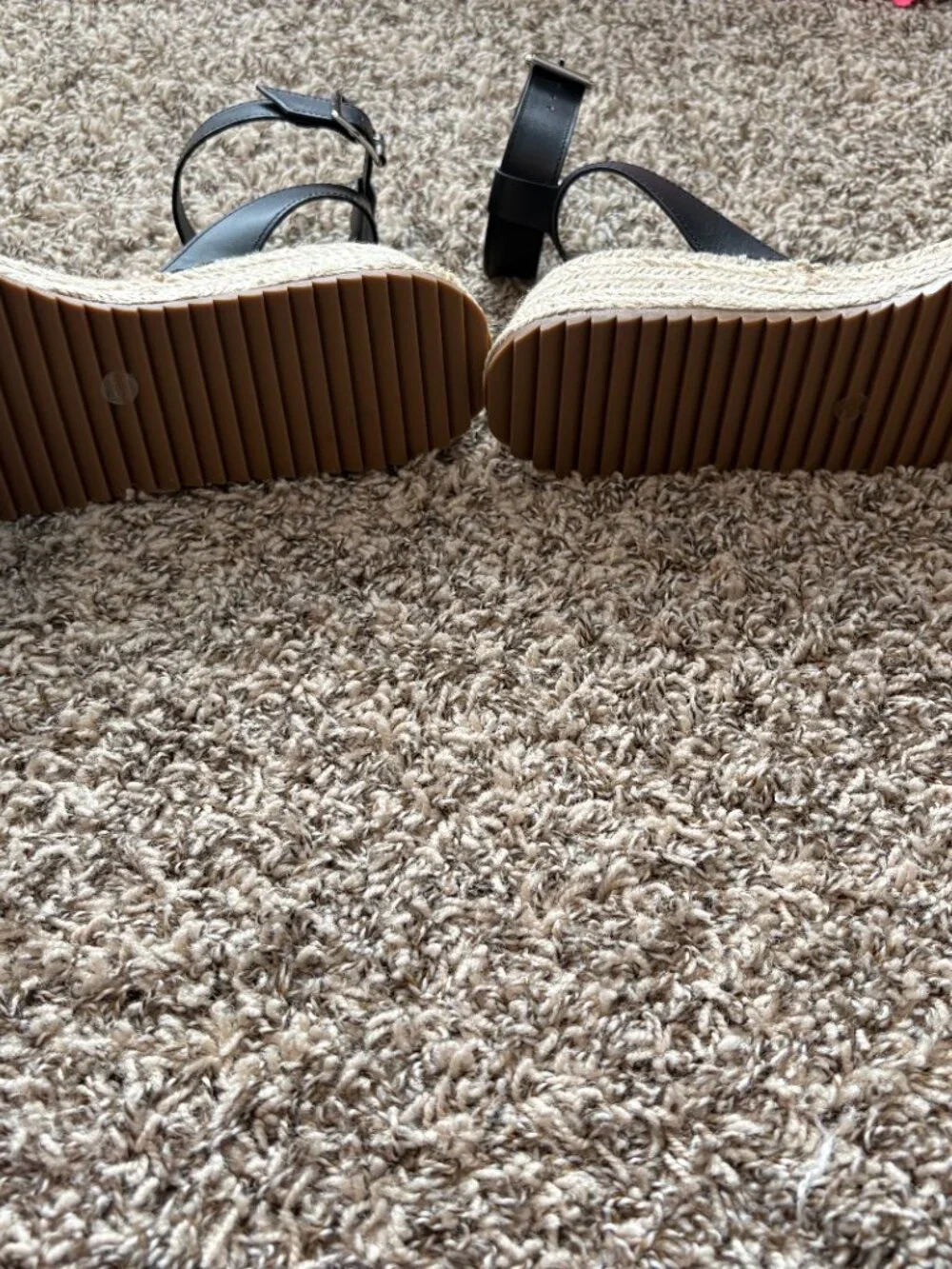 Steve Madden Black Espadrille Platform Sandals Ankle Strap Size 8.5